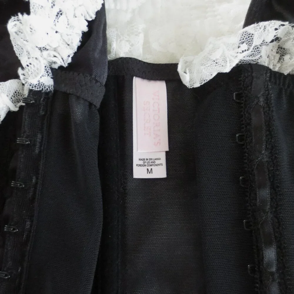 Y2K Vintage Victoria's Secret Black Halter Sheer Lace Ruffle Corset - Picture 6 of 8